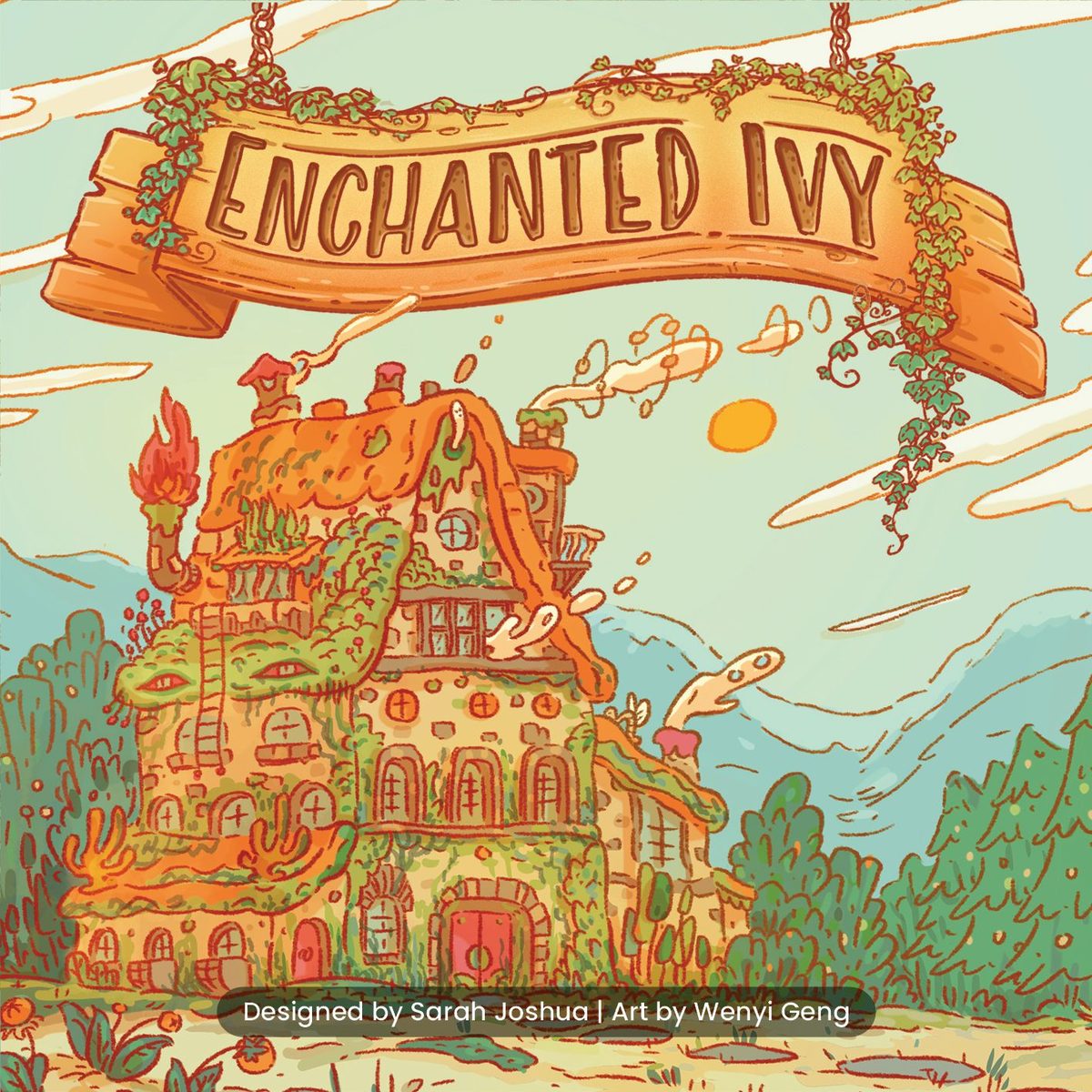 Enchanted Ivy board game box cover showing whimsical house in a forest
