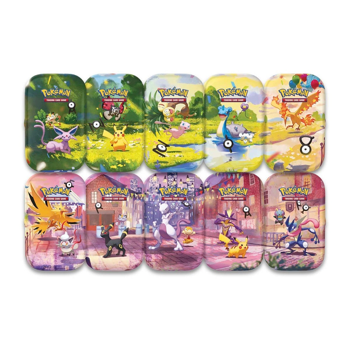 Pokemon 30th Celebration Mini Tins with various scenes