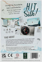 Back of the box for board game Hit The Silk