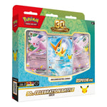 Pokémon trading card game packaging with Espeon ex card on a white background